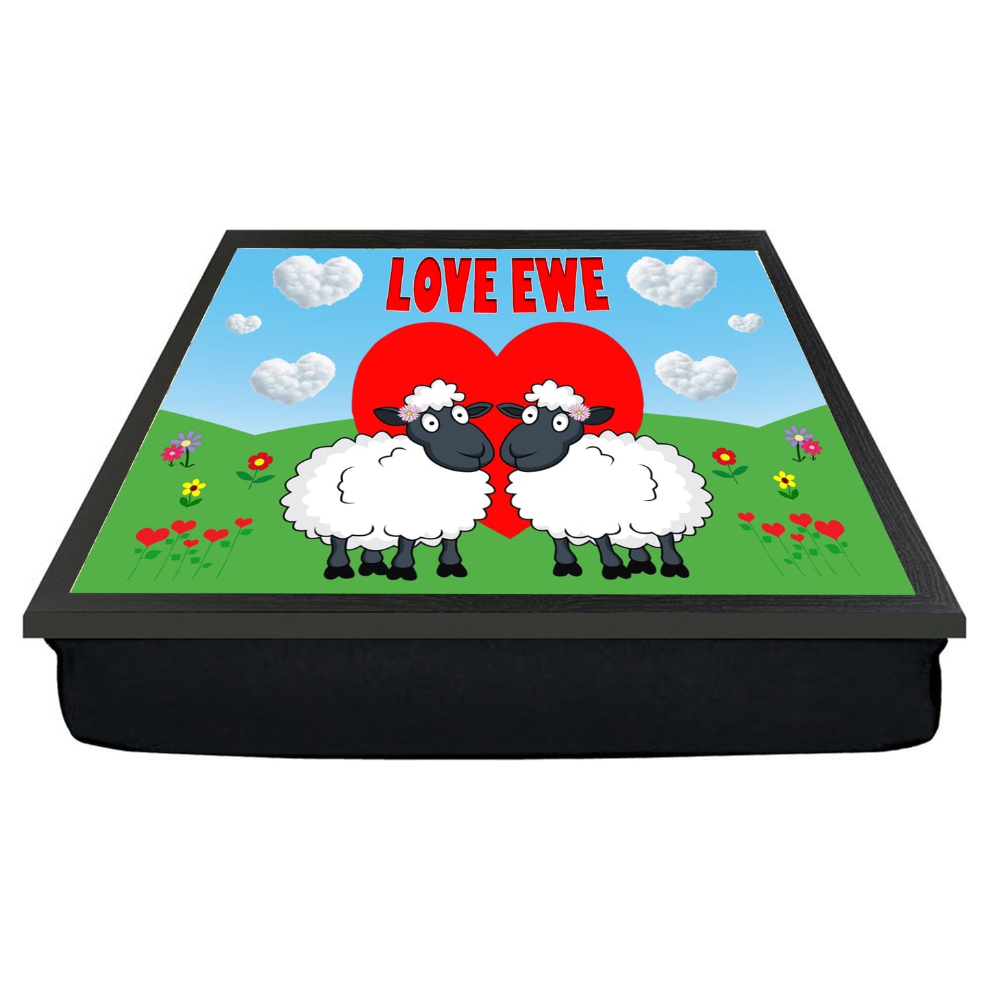 Love Ewe Two Cute Female Cute Sheep Cushioned Lap Tray Gift Present