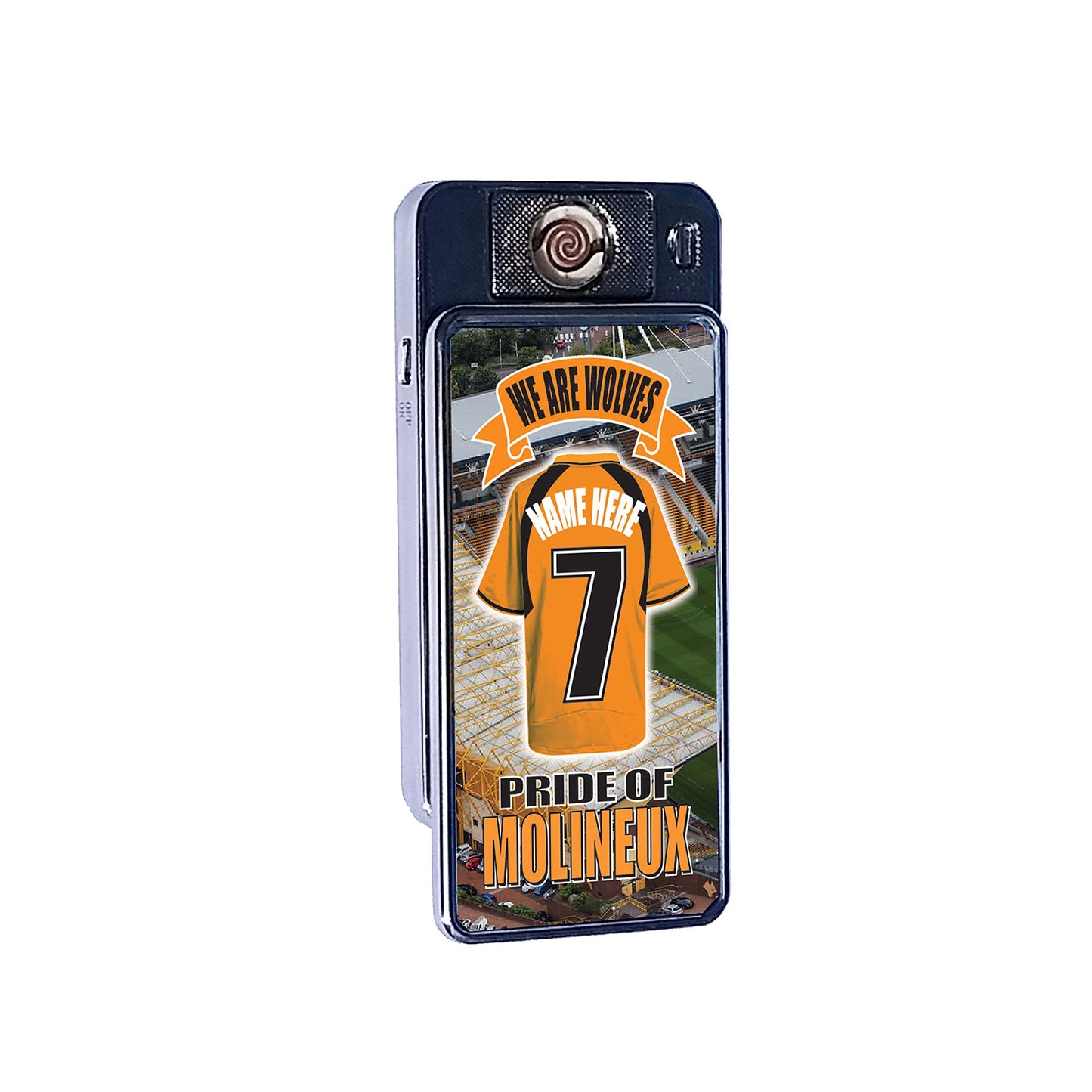Wolves Personalised Football Shirt Rechargeable Gift Boxed Silver Metal USB Lighter