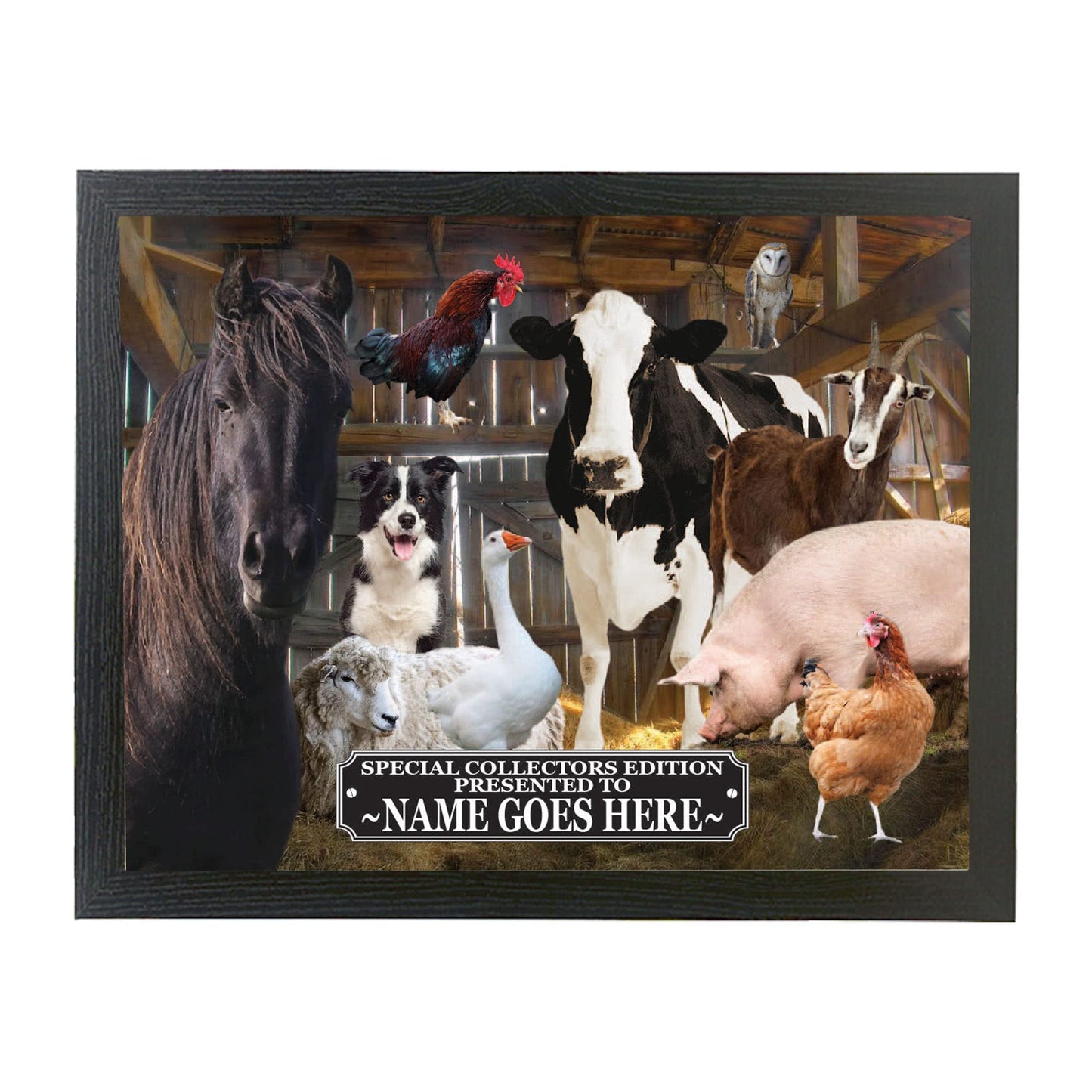 Farm Animals Barn Gathering Personalised Framed Wall Hanging Picture Gift
