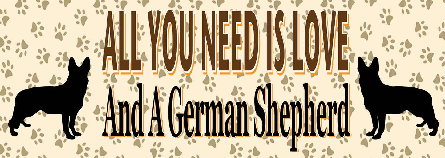 German Shepherd Water Bottle - All You Need Is Love - Silver Aluminium - Two Lids - Unisex Gift