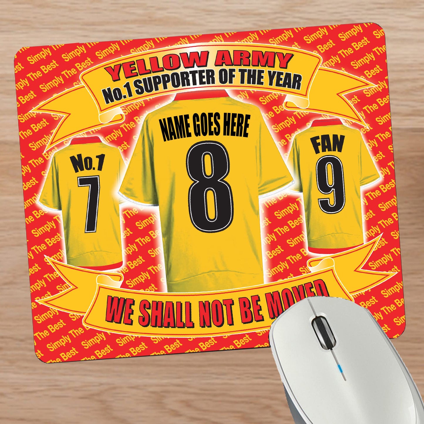 Watford Football Shirt Personalised Mouse Mat Gift