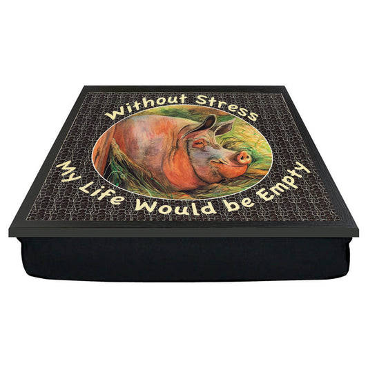 Without Stress My Life Would Be Empty Pig Lap Tray Cushion Bean Bag Gift