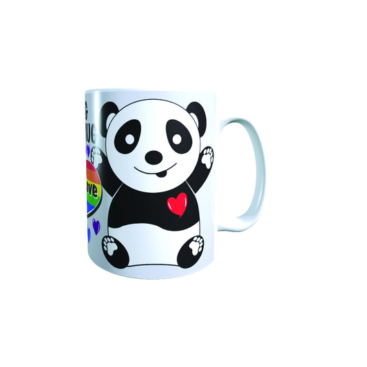 Love is A Hug Panda Rainbow Valentine's Day Any Occasion Mug Gift - Ceramic, Round, Hot Beverage Cup, 1 Cup Capacity