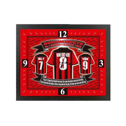 Bournemouth Football Shirt Clock Personalised Gift Present