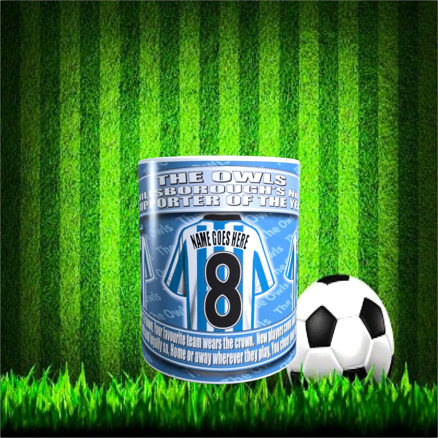 Sheff Wed Personalised Football Team Shirt Mug Gift with Chocolate Footballs