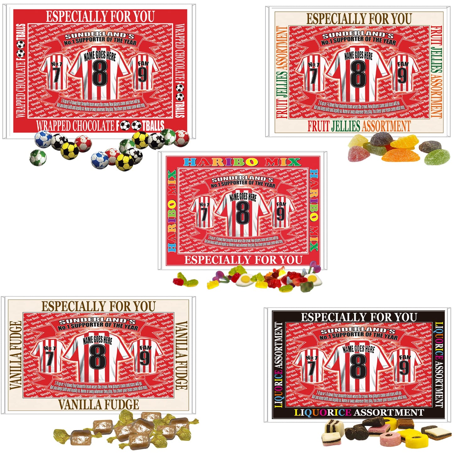 Sunderland Football Shirt Personalised Gift Boxed Sweets Variety