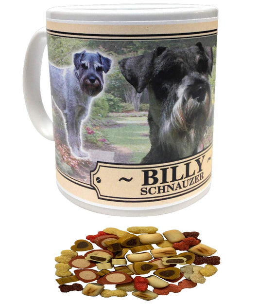 Schnauzer Personalised Dog Breed Gift Mug with Treats