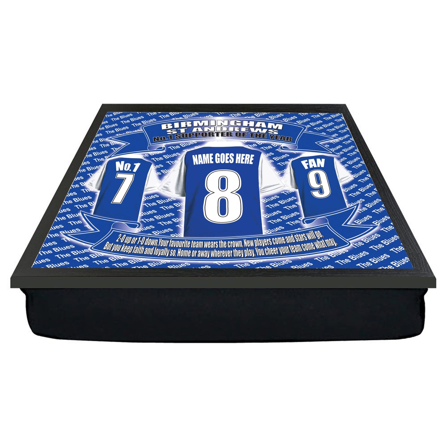 Birmingham Personalised Football Shirt Lap Tray - Free Personalisation - up to 12 Characters - Gift Present