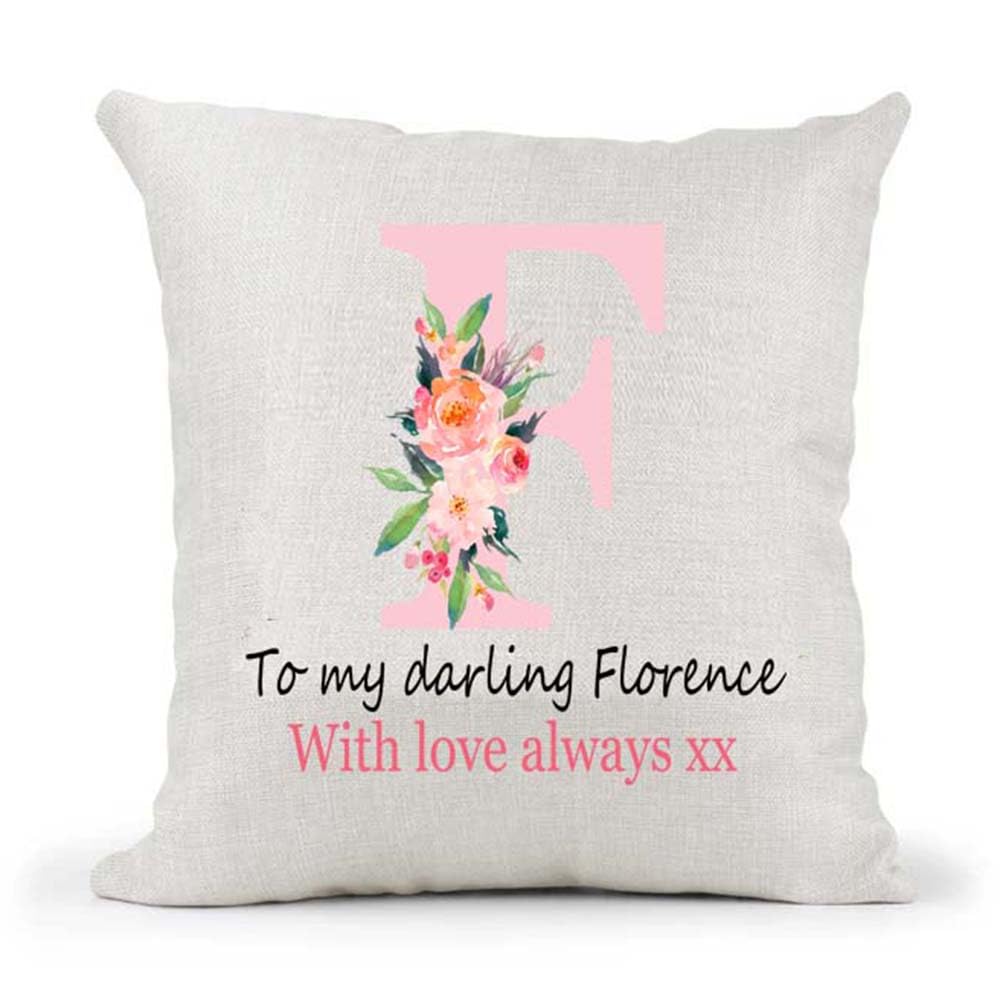 Monogram Personalised Message Grandma loved by Grandkids Names 30th 40th 50th 60th 70th Anniversary Valentines Day Mother's Day Birthday Present Country Canvas Cushion Cover Gift