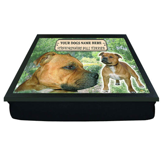 Brown Staffordshire Staffy Bull Terrier Personalised Dog Breed Gift Lap Tray