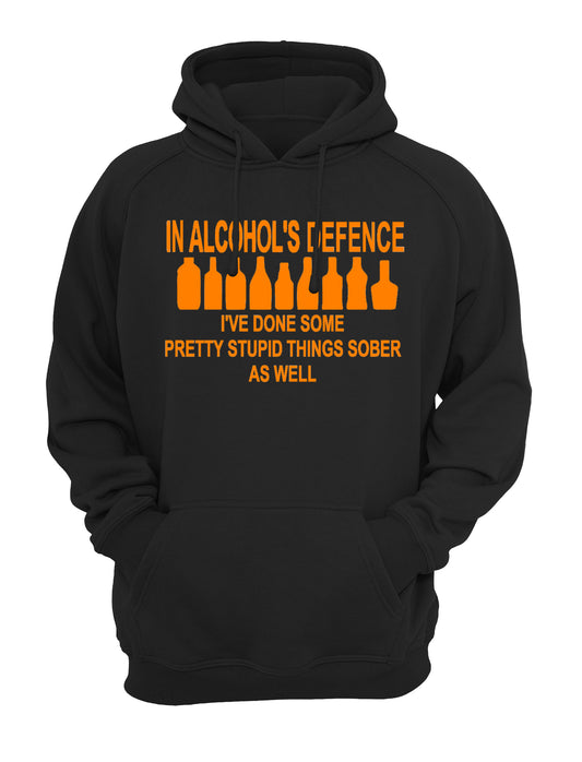 In Alcohol's Defence Unisex Casual Hoody, Sweatshirt, Sweat Black, Grey