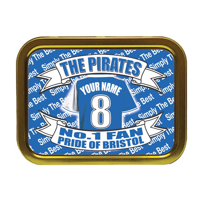 Bristol R (The Pirates) Personalised Football Shirt Tobacco Storage Tin & Products Gift Present