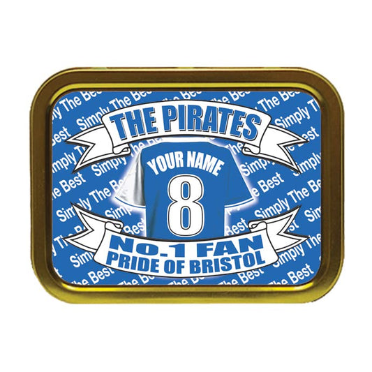 Bristol R (The Pirates) Personalised Football Shirt Tobacco Storage Tin & Products Gift Present