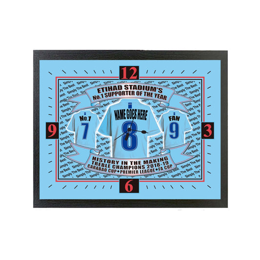 Manchester Blues Football Shirt Personalised Clock Gift Present