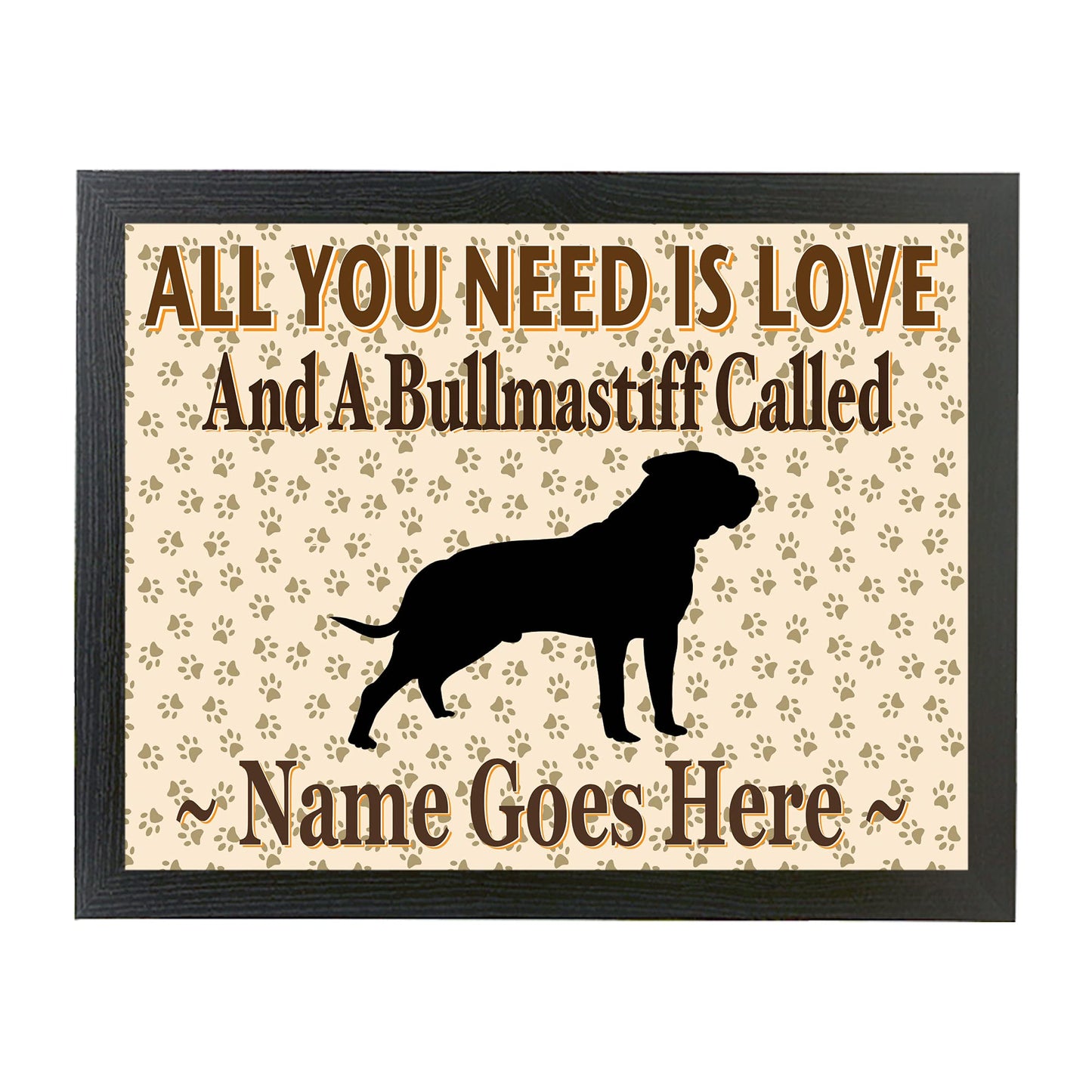 All You Need Is Love Bullmastiff Personalised Dog Breed Cushion Lap Tray Bean Bag Gift