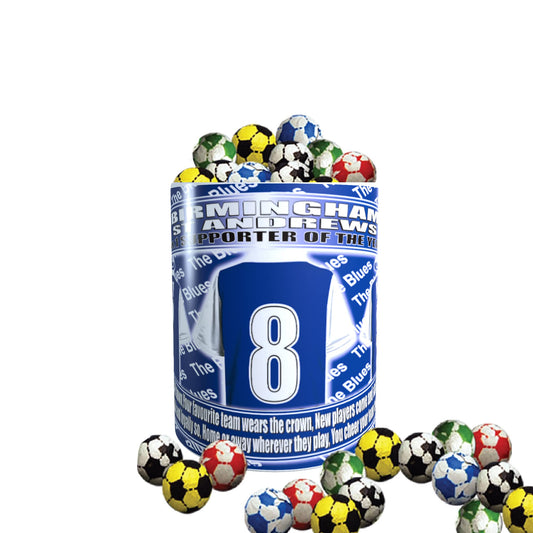 Birmingham Football Team Shirt Ceramic Mug Gift with Chocolate Footballs