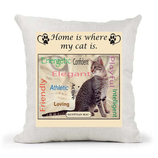 Egyptian Mau Breed Home is Where My Cat is Country Canvas Style Cushion Cover Gift