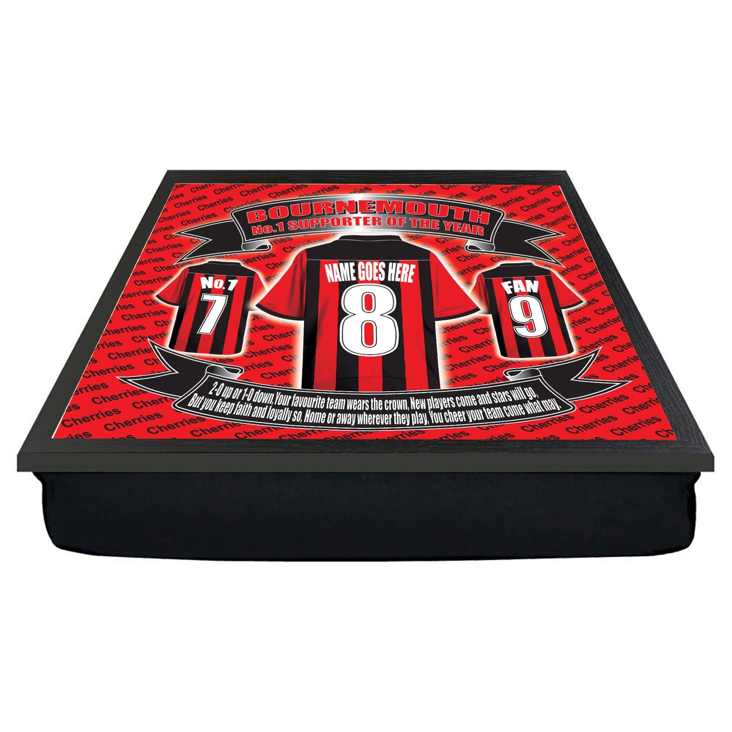 Bournemouth Football Shirt Personalised Lap Tray Gift