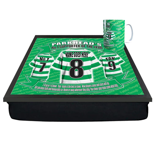The Celts Personalised Football Club Shirt Lap Tray And Mug Gift Set