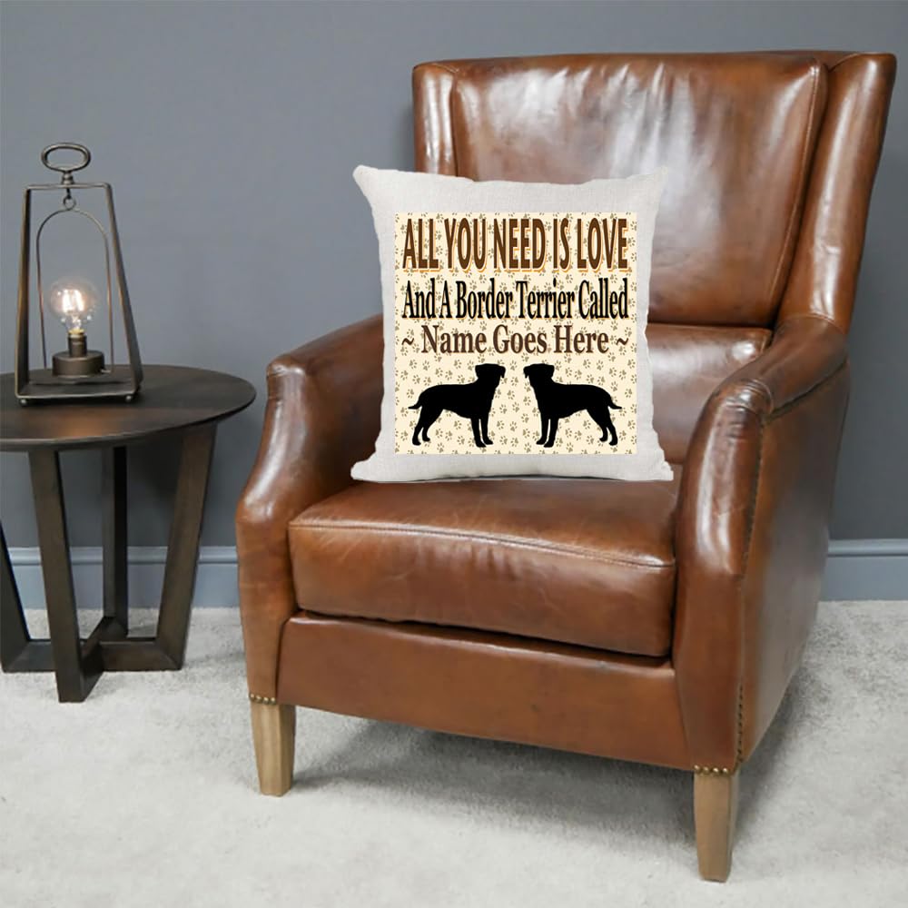 All You Need Is Love And A Border Terrier Personalised Country Canvas Style Cushion Cover Gift