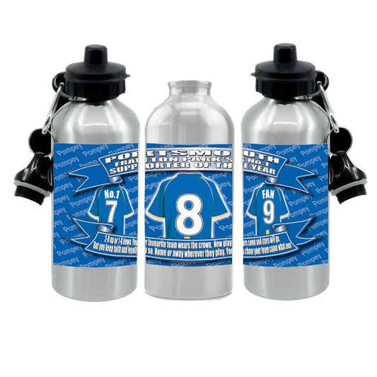 Portsmouth Football Shirt Silver Aluminium Two Lid Unisex Water Bottle Gift