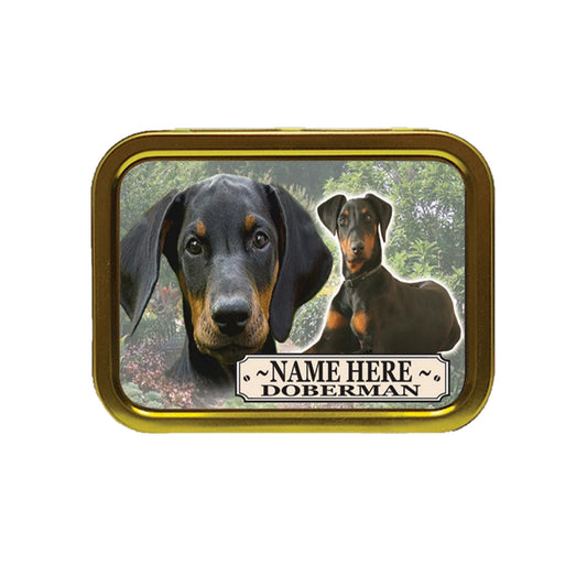Doberman Dog Breed Personalised Tobacco Tin & Products Gift Set