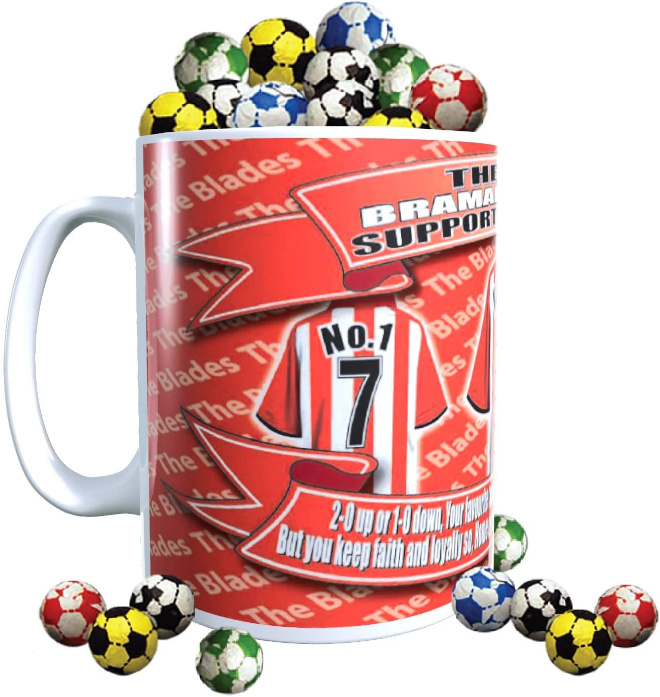 Sheffield U Personalised Football Team Shirt Mug Gift with Chocolate Footballs