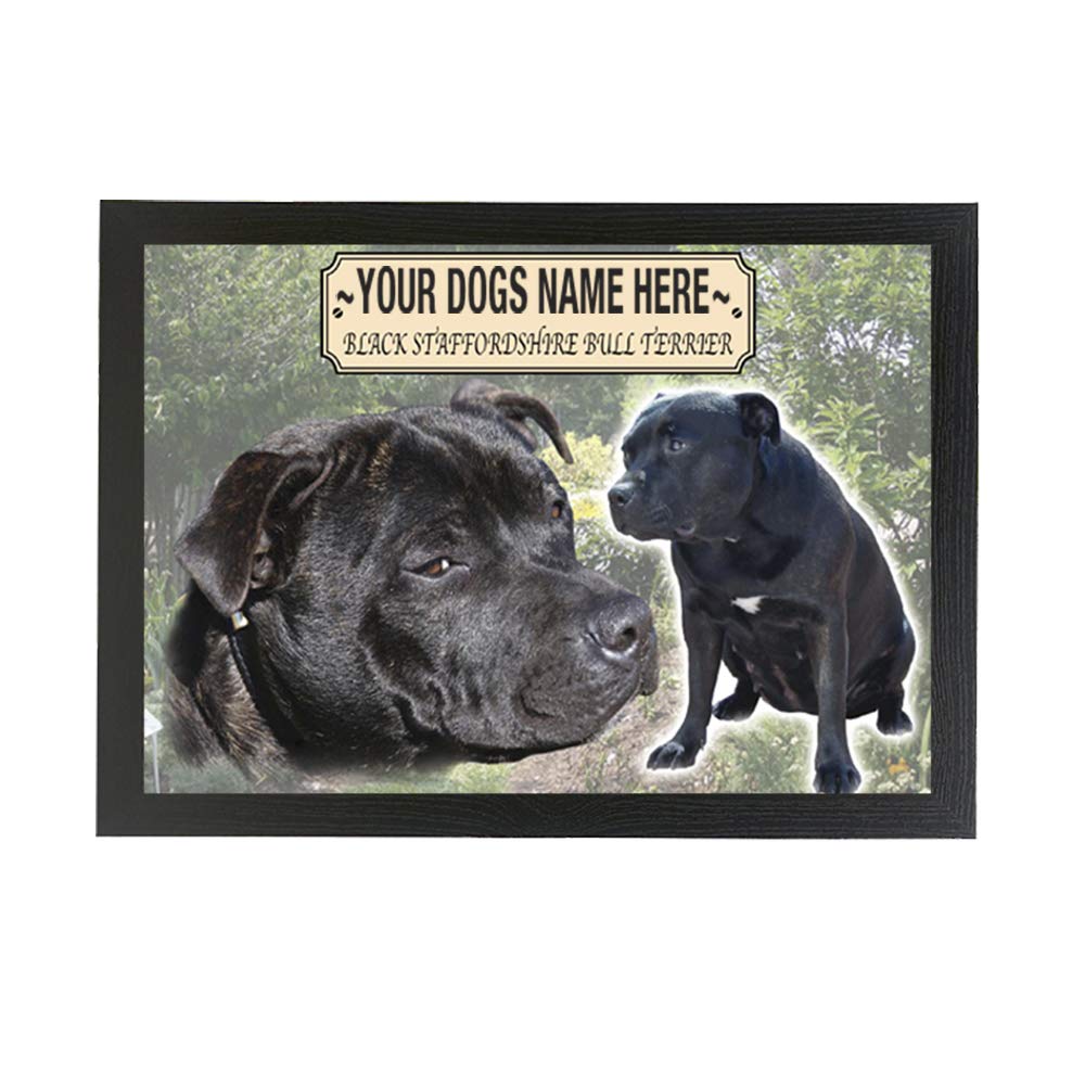 Black Staffordshire Staffy Bull Terrier Personalised Dog Breed Gift Lap Tray