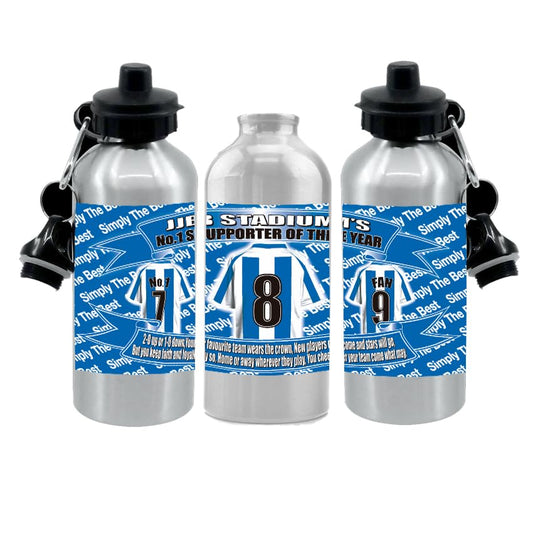 Wigan Water Bottle - Football Shirt - Silver Aluminium Two Lids - Unisex Gift