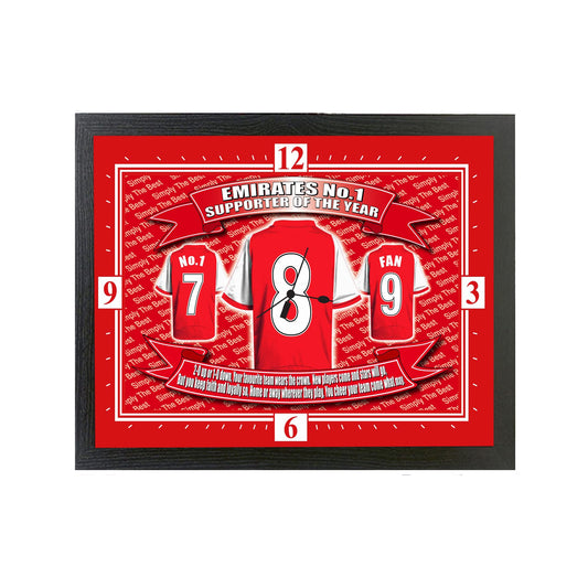 Gooners Football Shirt Clock Gift Present, Red, White, Black, M