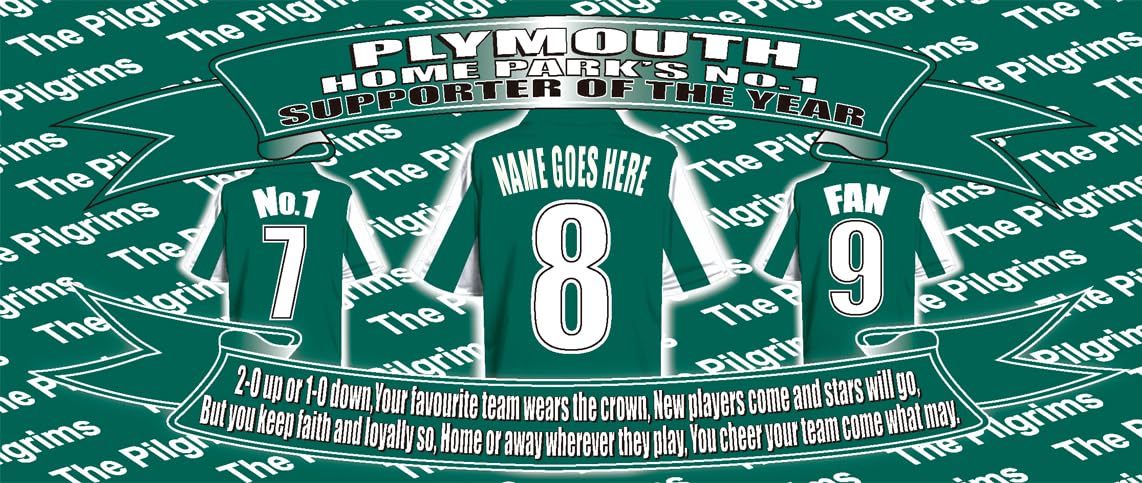 Plymouth Personalised Football Shirt Silver Aluminium Two Lid Unisex Water Bottle Gift