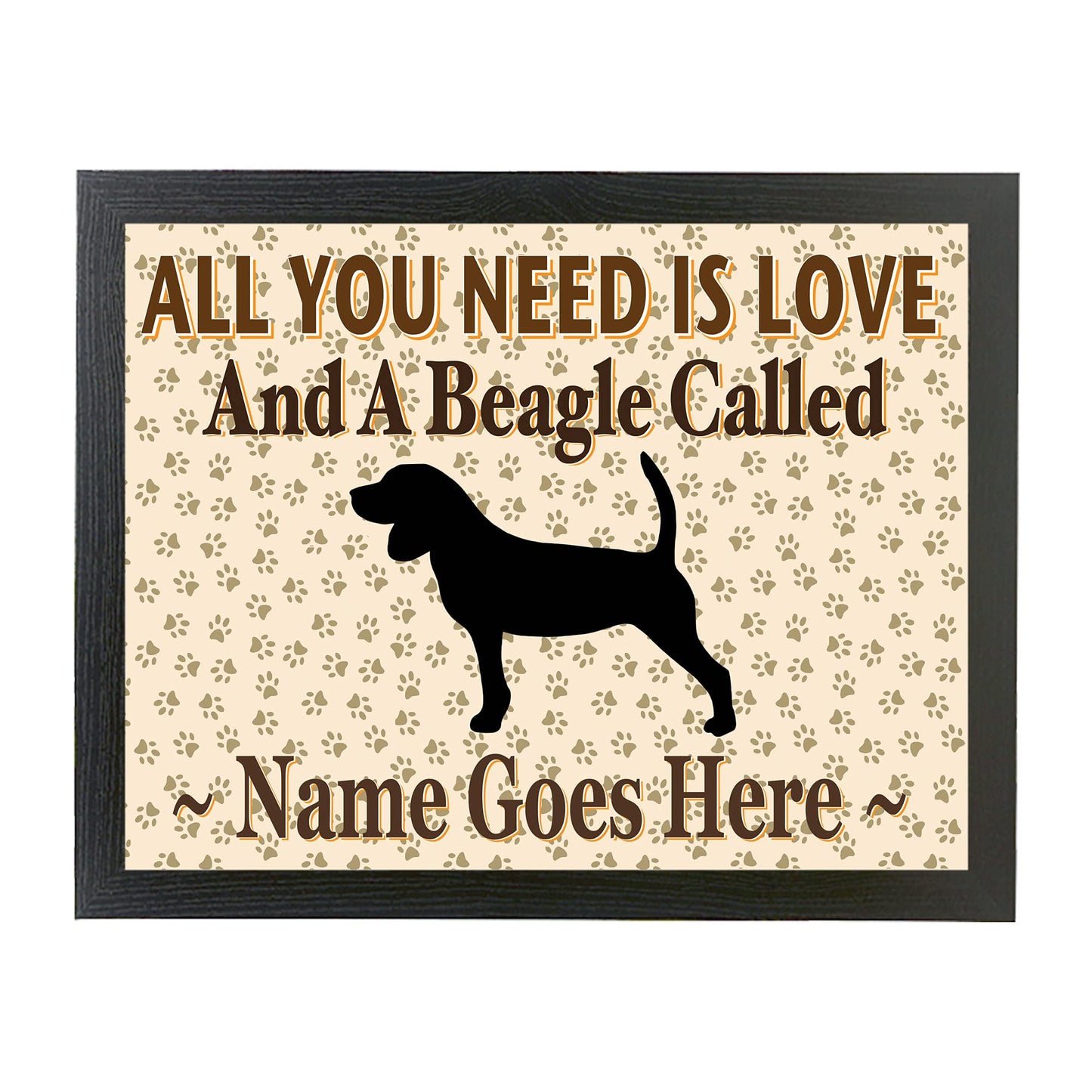 All You Need Is Love Beagle Personalised Dog Breed Cushion Lap Tray Bean Bag Gift
