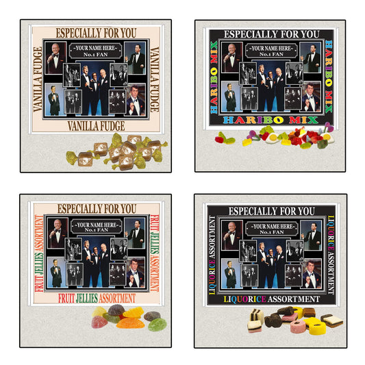50s Crooners Celebrity Music Icon Personalised Boxed Sweets Gift Present Choice of Sweets