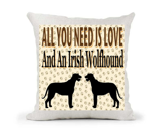 All You Need Is Love And An Irish Wolfhound Country Canvas Style Cushion Cover Gift