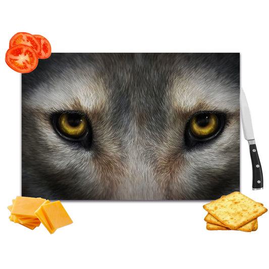 Wolf Eyes Toughened Glass Heat Resistant Worktop Saver Cutting Chopping Board Gift