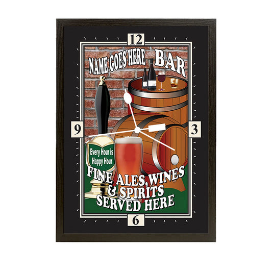 Drinkers Pub Bar Personalised Framed Clock Gift