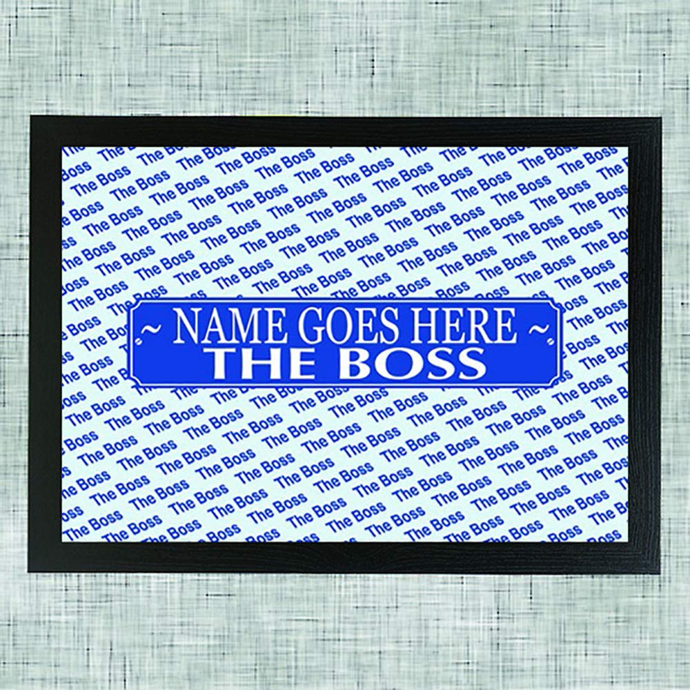 The Boss Male Blue Personalised lap tray gift