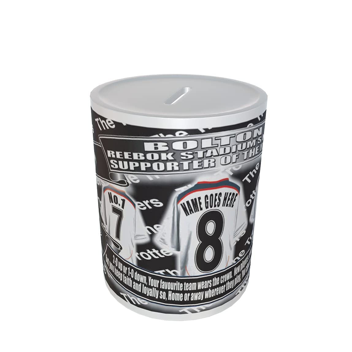 Bolton Football Shirt Personalised Ceramic Money Box Gift