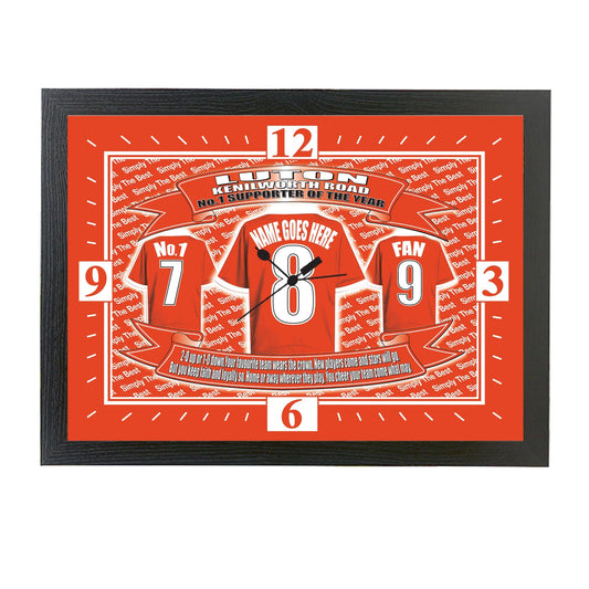 Luton Football Shirt Personalised Clock Gift Present