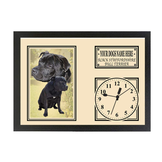 Black Staffordshire Bull Terrier Personalised Dog Breed Gift Clock