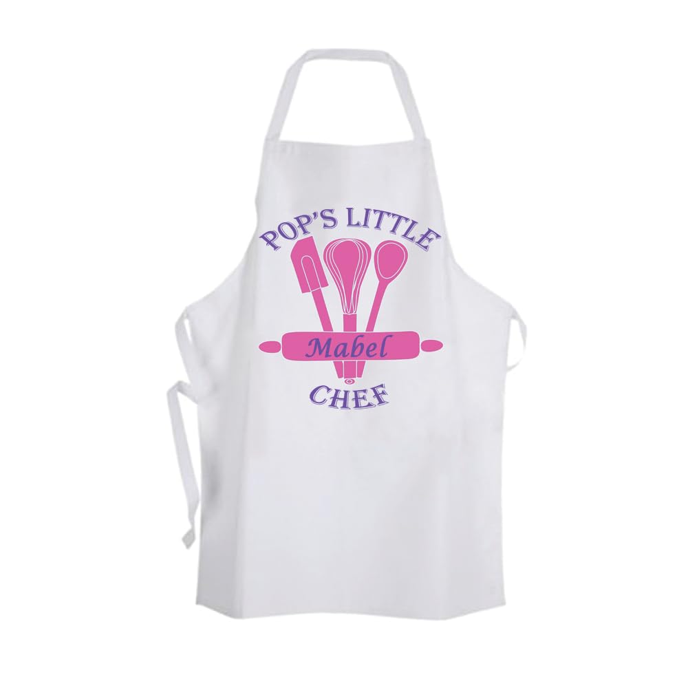 Children's Kid's Girl's White Nanny's Pop's Grandpa's Little Baker Personalised Name Chef Pinny Apron Gift Present