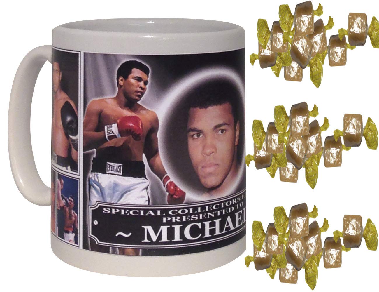 Muhammed Ali Personalised Icon Gift Mug with Sweets