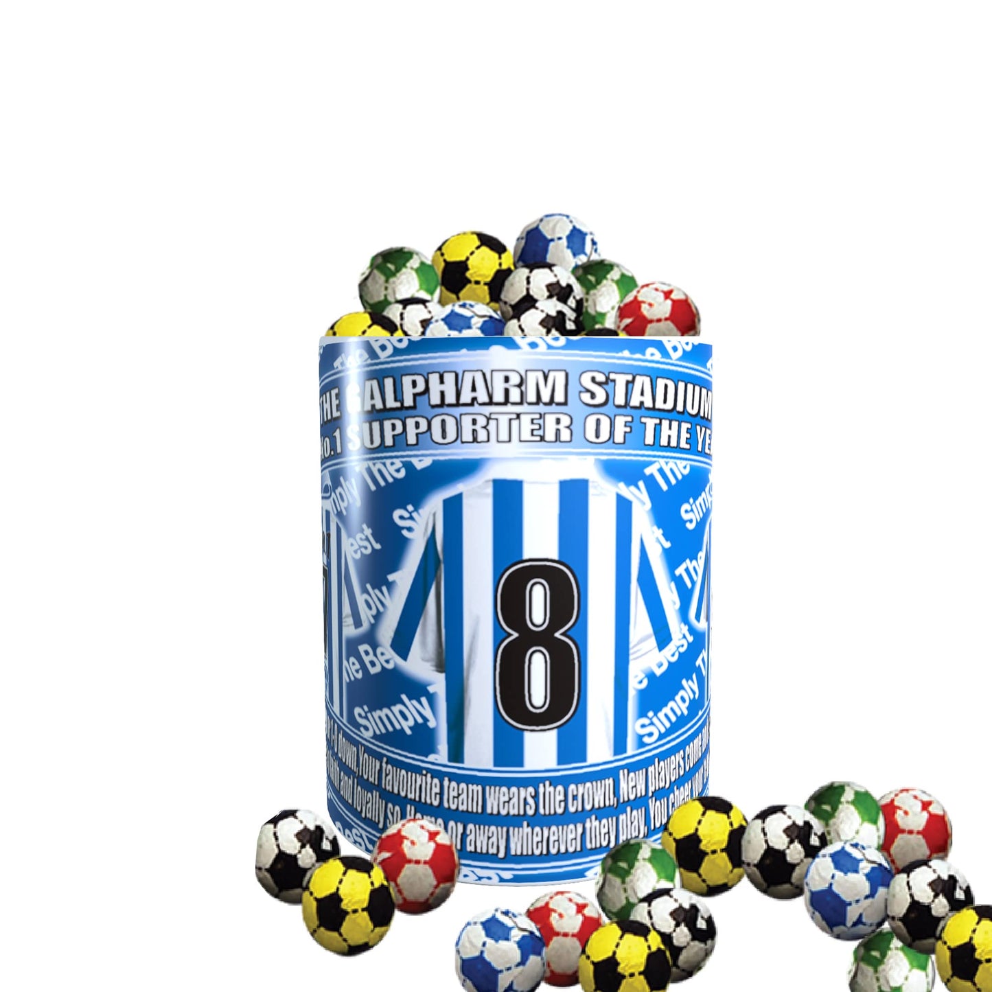 Huddersfield Football Team Shirt Mug Gift with Chocolate Footballs