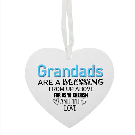 Grandads Are A Blessing From Up Above Hanging Heart Ceramic Keepsake