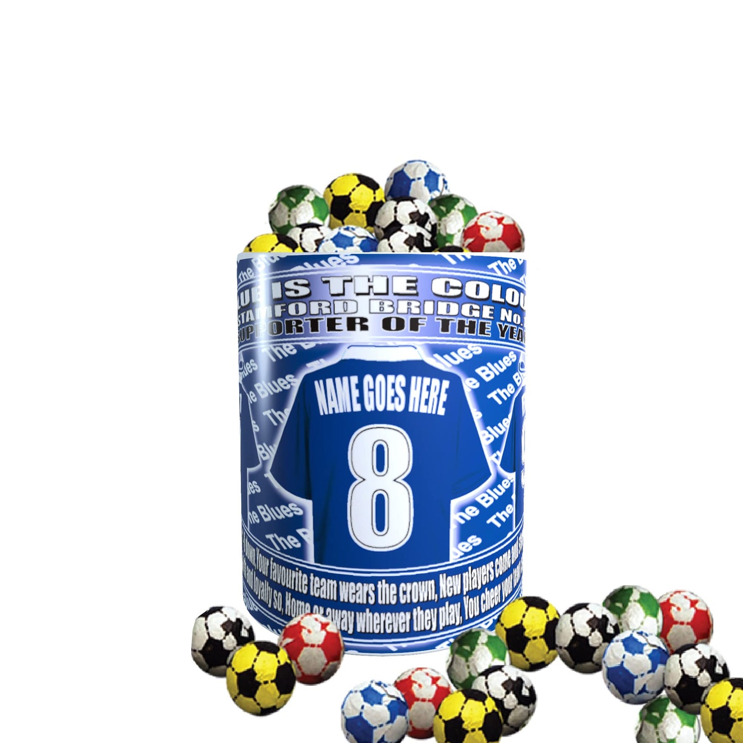 The Pensioners Football Team Shirt Personalised Mug Gift With Chocolate Footballs