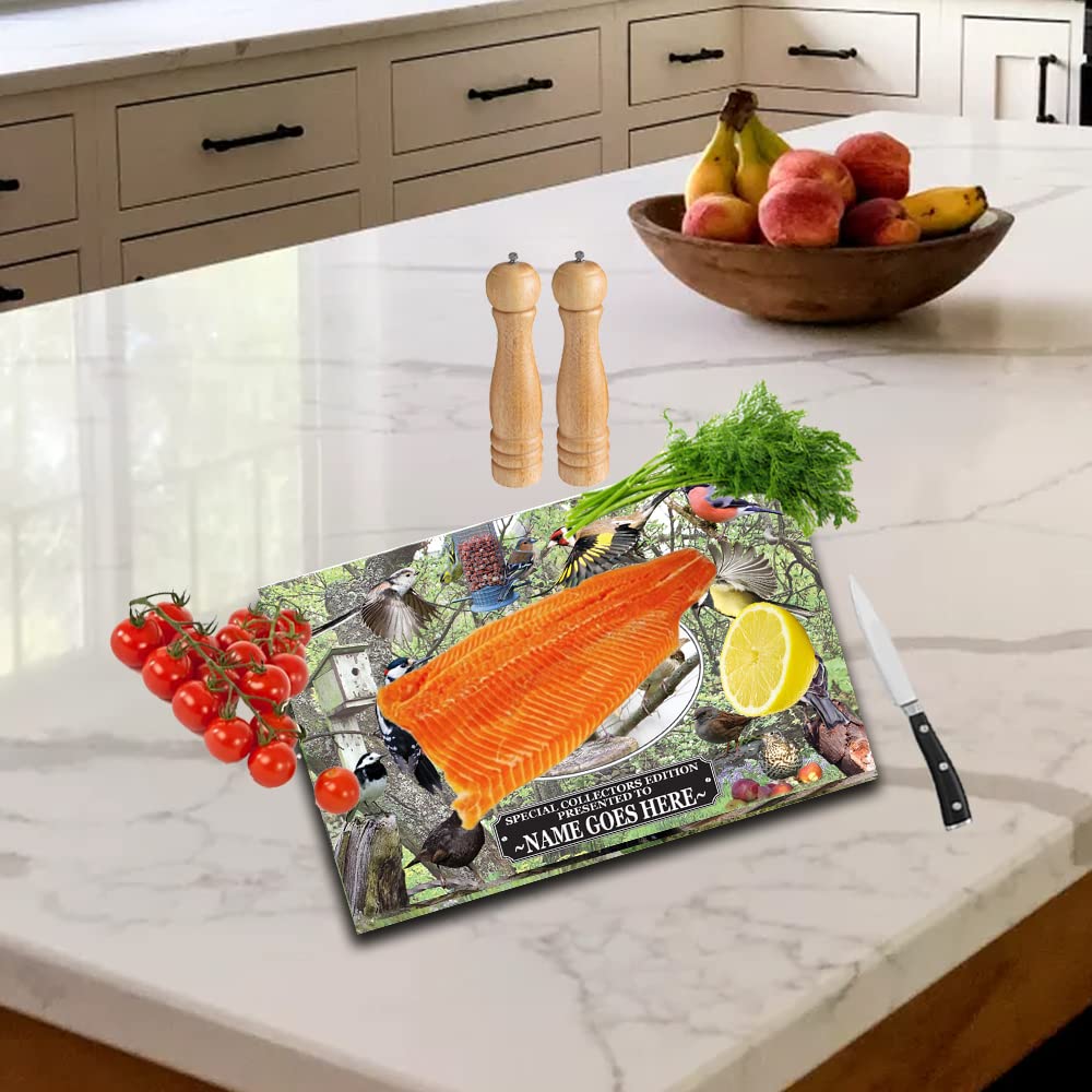 British Garden Birds Personalised Toughened Glass Heat Resistant Worktop Saver Cutting and Chopping Board Gift