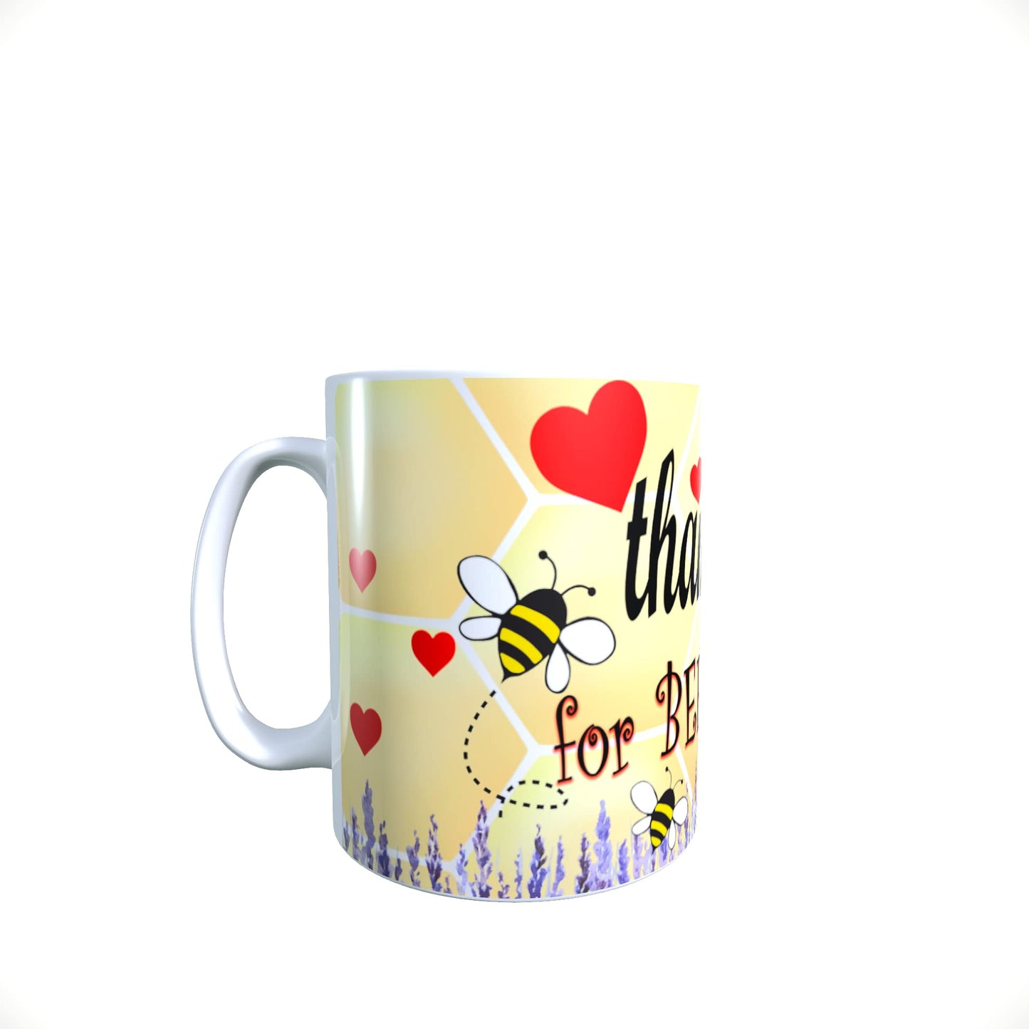 Honeycomb Yellow Red Love Hearts Valentine's Day Any Occasion Mug Gift