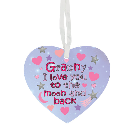 Granny I Love You To The Moon & Back Hanging Heart Ceramic Keepsake Gift (More Relative Options Are Also Available)