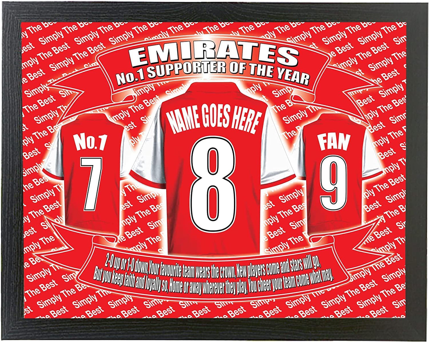 Gooners Football Shirt Personalised Lap Tray Gift, Multicoloured, M