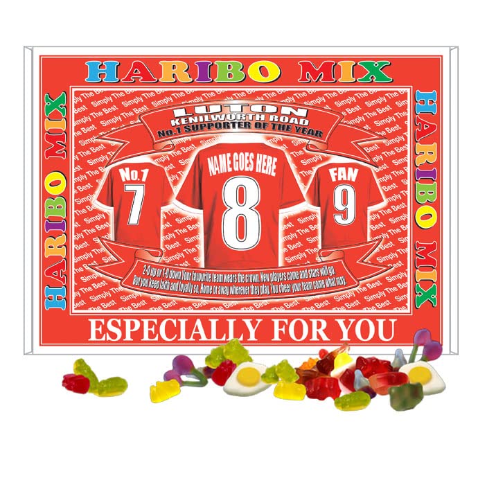 Luton Football Shirt Personalised Gift Boxed Sweets Variety
